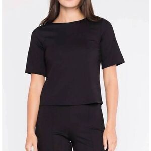 Ripley Rader Black Ponte Knit Short Sleeve Top sz 1+ XL (12-14)